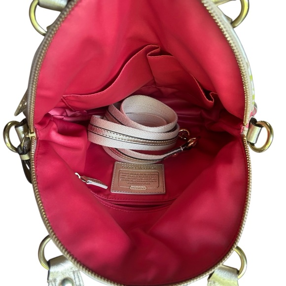 EUC Coach Poppy Gold and Floral Women's Covertible Shoulder or Crossbody F22323 - Picture 6 of 10